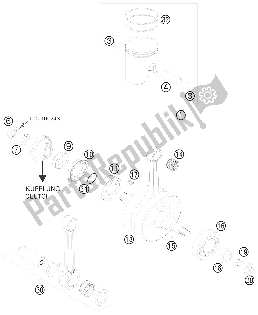 All parts for the Crankshaft, Piston of the KTM 300 XC USA 2008