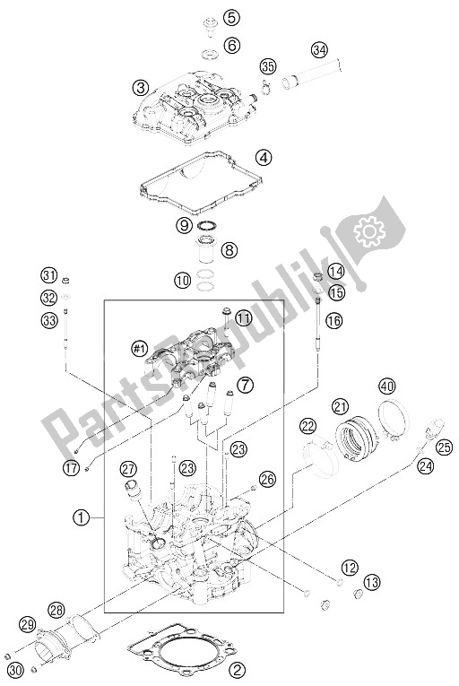 All parts for the Cylinder Head of the KTM 350 SX F Europe 2015