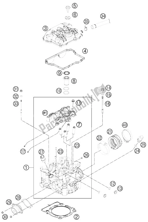 Alle onderdelen voor de Cilinderkop van de KTM 350 XC F USA 2015