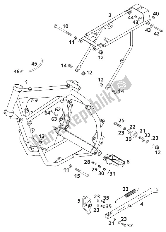 Tutte le parti per il Cornice, 65 Ccm 2001 del KTM 65 SX Europe 600116 2001