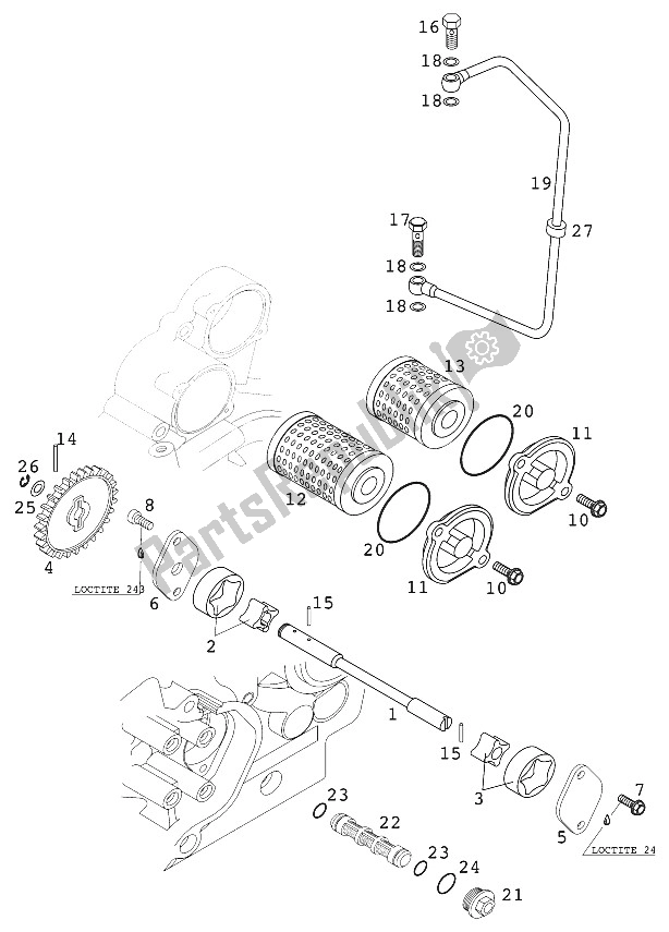 Todas las partes para Sistema De Lubricación 400/520 Racing 2 de KTM 520 EXC Racing Europe 2001