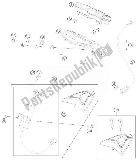 All parts for the Instruments / Lock System of the KTM 690 SMC R Australia 2013