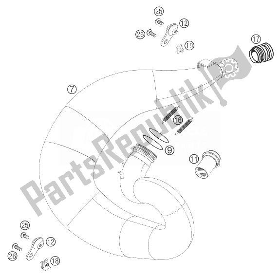 All parts for the Exhaust System of the KTM 300 EXC Europe 2007