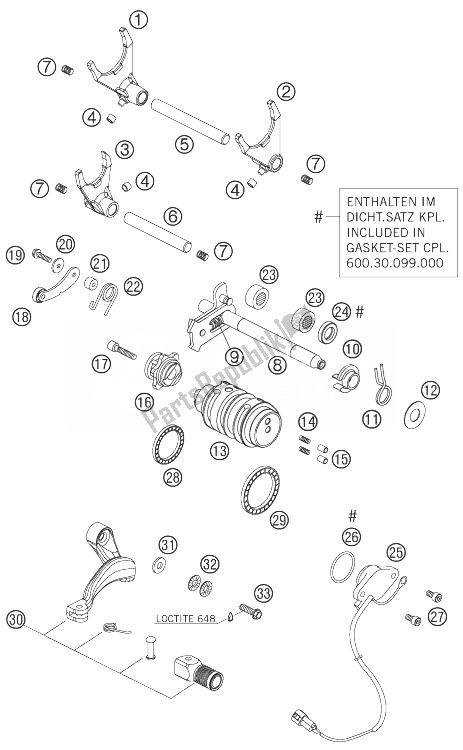 Toutes les pièces pour le Mécanisme De Changement du KTM 950 Supermoto R Europe 2007