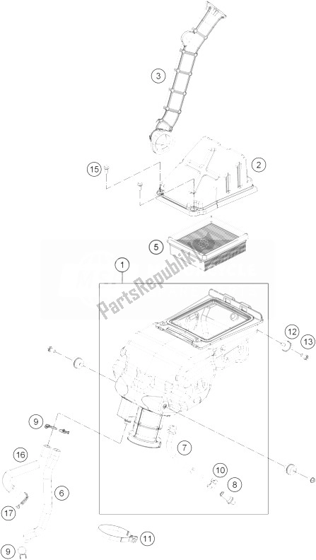 Todas las partes para Filtro De Aire de KTM 390 Duke White ABS CKD Malaysia 2013