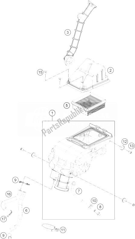 Todas las partes para Filtro De Aire de KTM 390 Duke White ABS Europe 2013