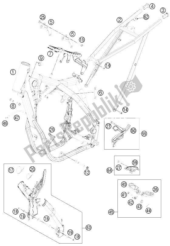 All parts for the Frame of the KTM 450 SMR Europe 2012