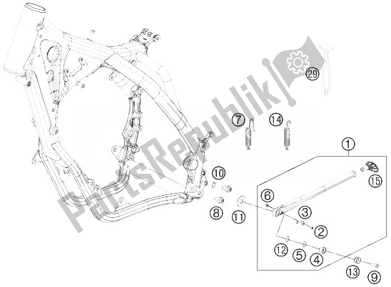 All parts for the Side / Center Stand of the KTM 200 EXC Europe 2014