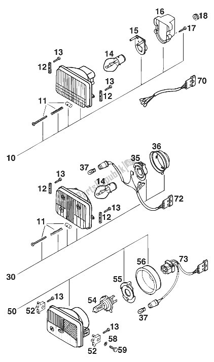 All parts for the Head Light 2/4 Takt '20 of the KTM 380 EXC Australia 2000
