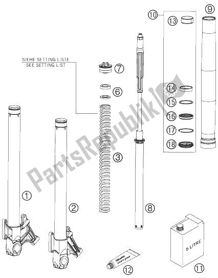 Toutes les pièces pour le Jambes De Fourche du KTM 950 Supermoto R USA 2007