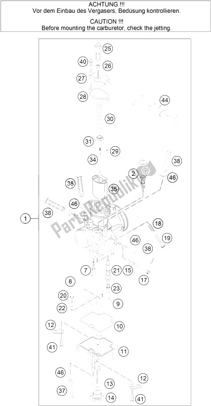 All parts for the Carburetor of the KTM 85 SX 17 14 Europe 2012