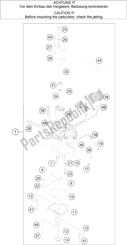 All parts for the Carburetor of the KTM 85 SX 17 14 Europe 2016