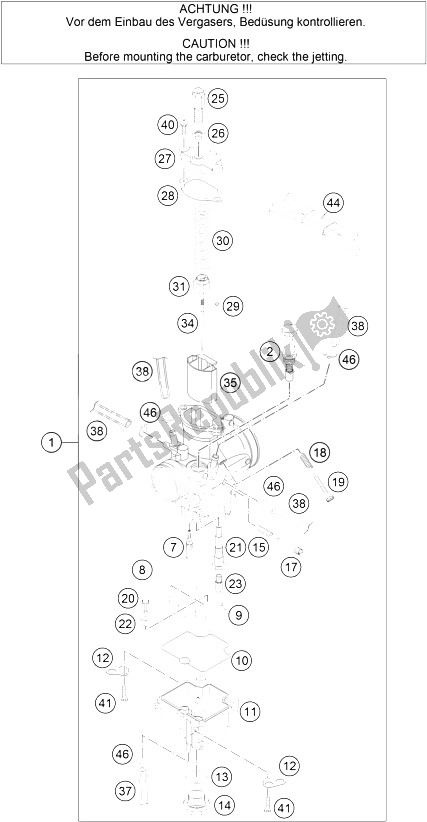 All parts for the Carburetor of the KTM 85 SXS 17 14 Europe 2012