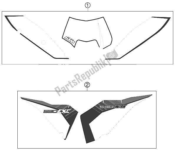 All parts for the Decal of the KTM 530 EXC Australia 2011