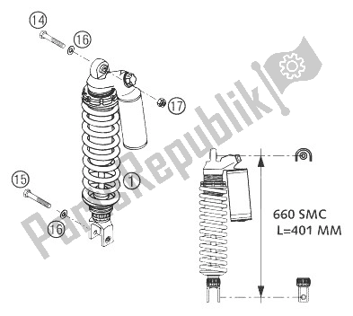 Tutte le parti per il Monoammortizzatore 660 Smc del KTM 660 SMC Europe 2004