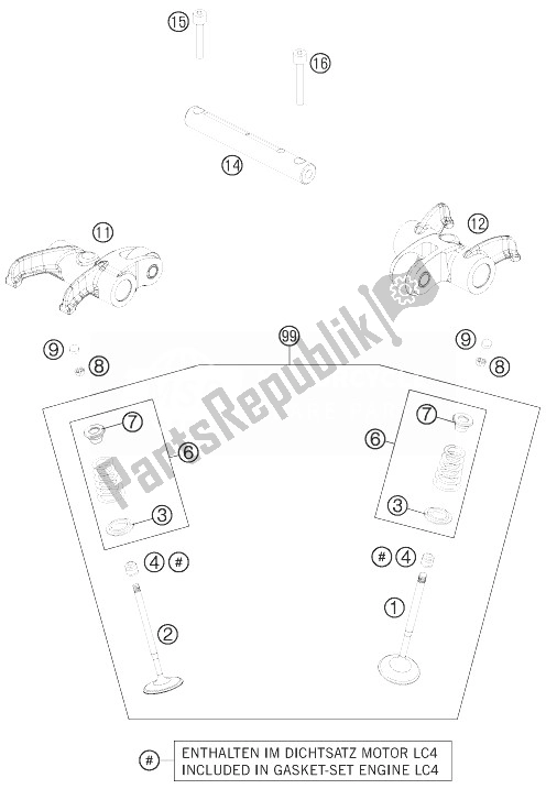 Tutte le parti per il Azionamento Della Valvola del KTM 690 Duke Black ABS Australia 2013