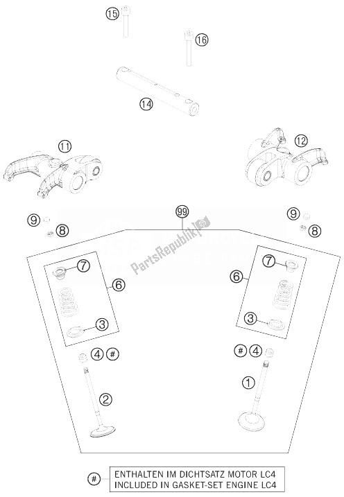 Tutte le parti per il Azionamento Della Valvola del KTM 690 Duke R ABS CKD Malaysia 2013