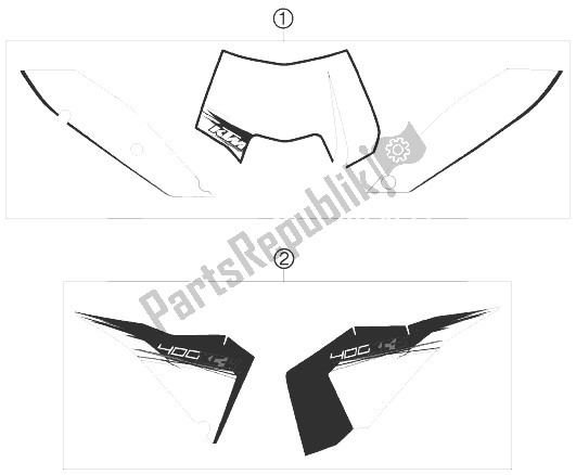 All parts for the Decal of the KTM 400 XC W USA 2010