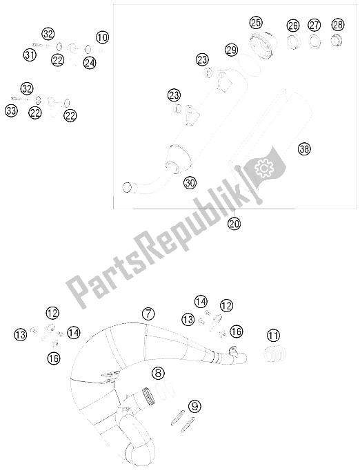All parts for the Exhaust System of the KTM 200 XC W USA 2009
