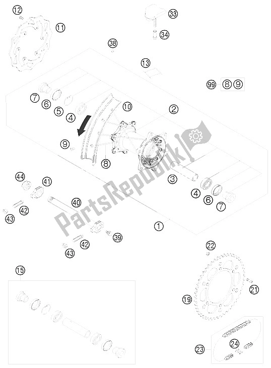 Todas las partes para Rueda Trasera de KTM 530 XC W USA 2009