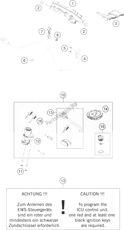 Todas las partes para Instrumentos / Sistema De Bloqueo de KTM 1190 RC8 R France 2010