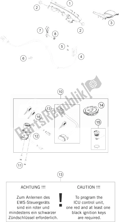Wszystkie części do Instrumenty / System Zamków KTM 1190 RC8 R USA 2010