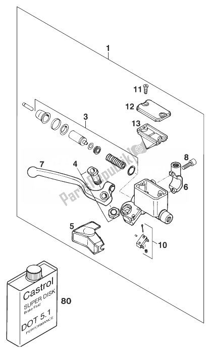 Todas las partes para Cilindro De Freno De Mano Duke '94 de KTM 125 Sting 98 Europe 1998