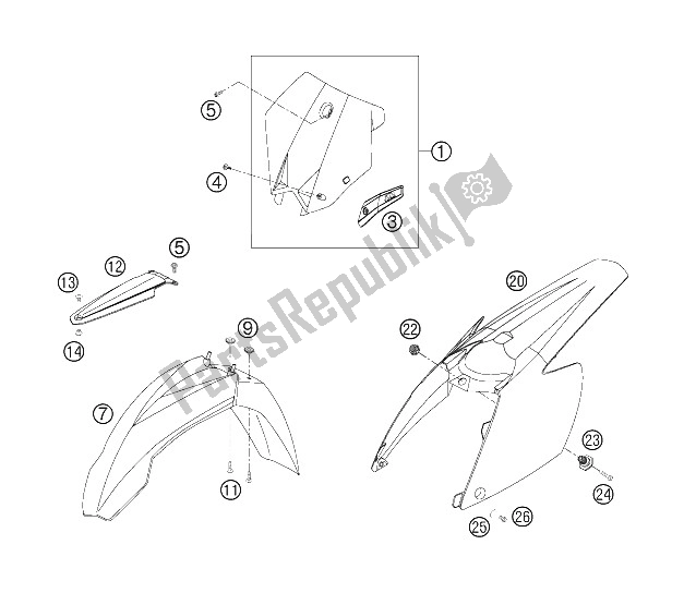 All parts for the Mask, Fenders of the KTM 300 XC USA 2006