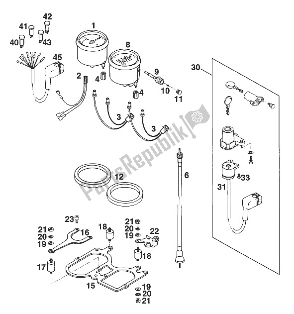 All parts for the Instruments - Cockpit Duke'94 of the KTM 620 Duke 37 KW 94 Europe 1994