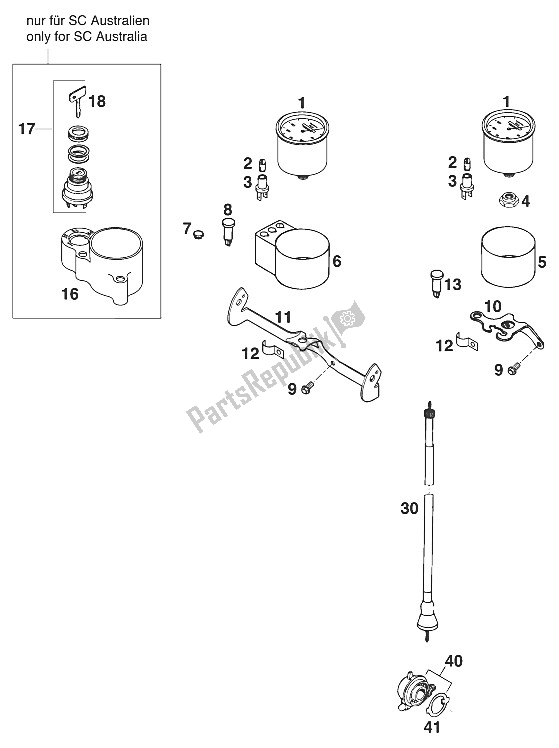 All parts for the Speedometer Vdo Sc '97 of the KTM 620 SUP Comp WP Europe 1997