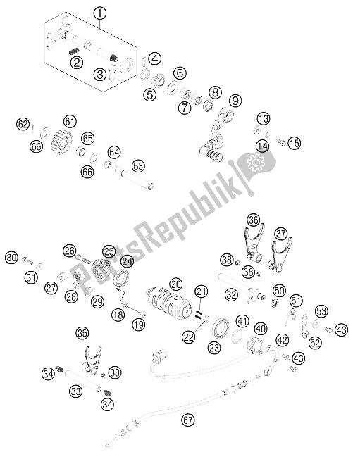 Wszystkie części do Mechanizm Zmiany Biegów KTM 525 XC ATV Europe 2012