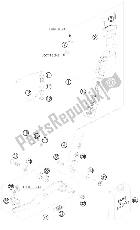 Tutte le parti per il Controllo Del Freno Posteriore del KTM 950 Super Enduro R Europe 2008