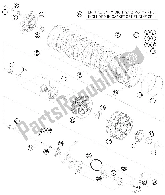 Todas las partes para Embrague de KTM 1190 RC 8 Orange France 2009