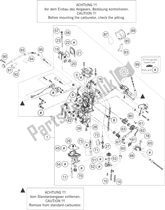 Tutte le parti per il Carburatore Keihin Fcr39 del KTM 660 Rallye Factory Repl Europe 2005