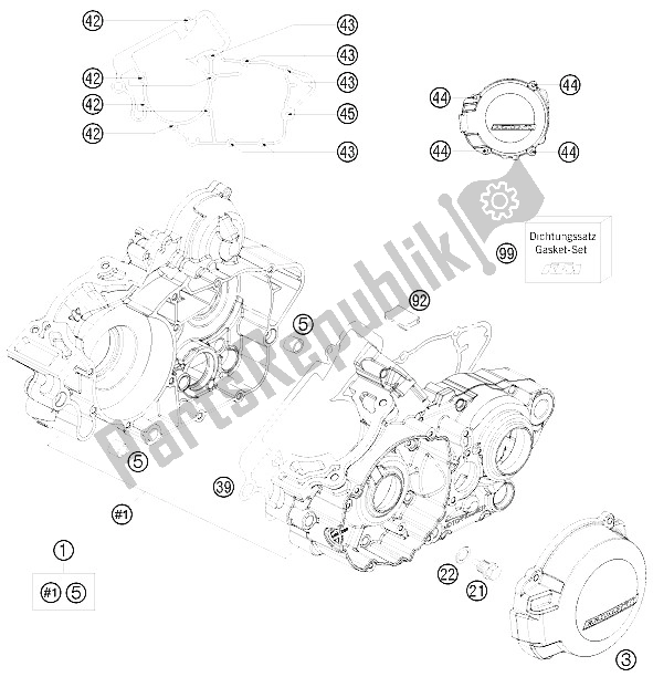 Wszystkie części do Obudowa Silnika KTM 125 EXC Europe 2009