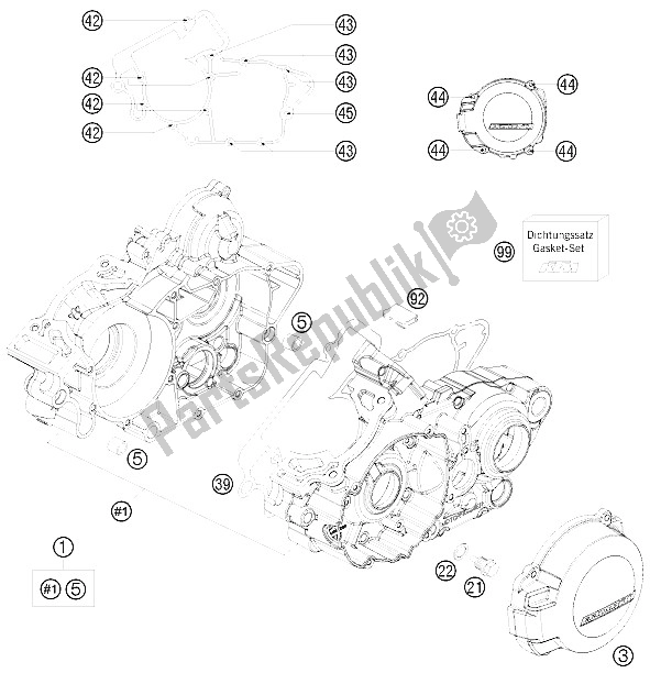 Toutes les pièces pour le Carter Moteur du KTM 125 EXC Europe 2011