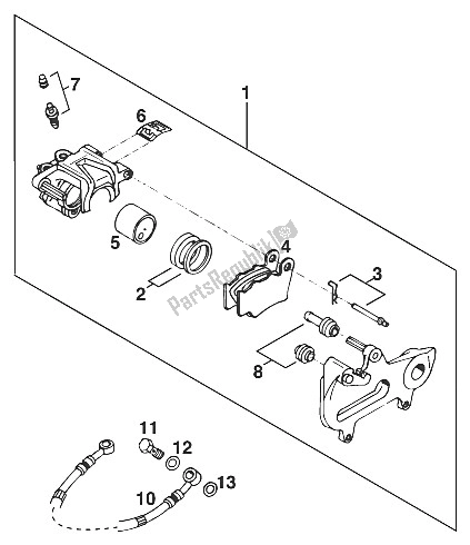 Tutte le parti per il Pinza Freno Posteriore Brembo '96 del KTM 125 LC2 100 Europeropa Europe 1996