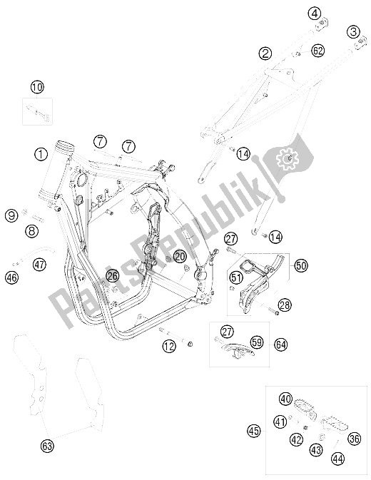 Alle onderdelen voor de Kader van de KTM 450 EXC R Europe 1 2008