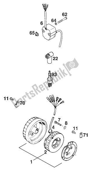 All parts for the Ignition System 550 '96 of the KTM 550 MXC M ö USA 1996