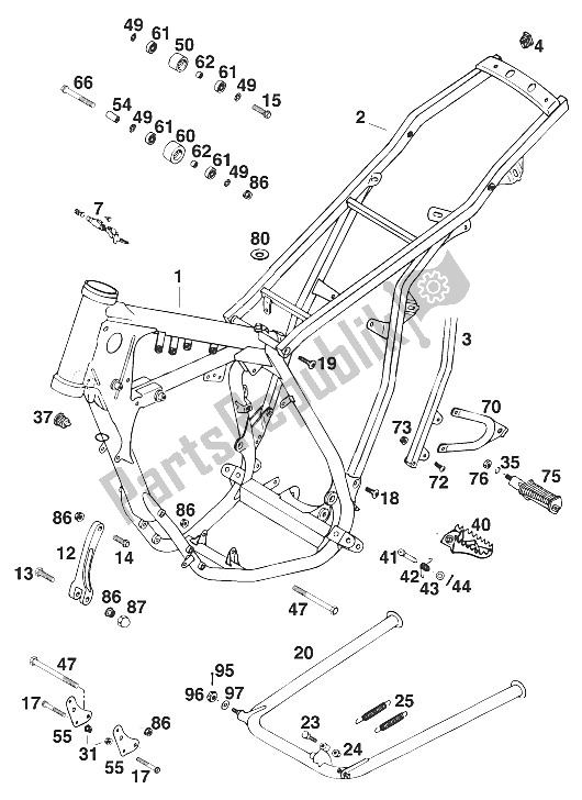 Todas las partes para Marco, Soporte Central 125 × 94 de KTM 125 E XC USA 1994