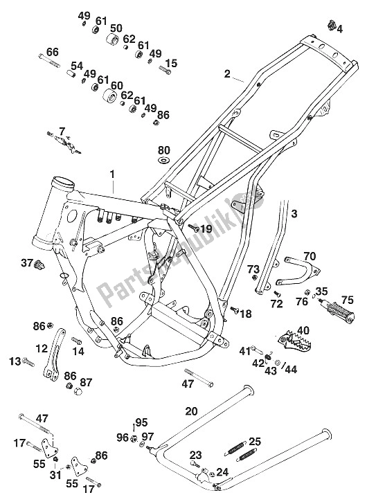 Todas las partes para Marco, Soporte Central 125 × 94 de KTM 125 SX Europe 1994