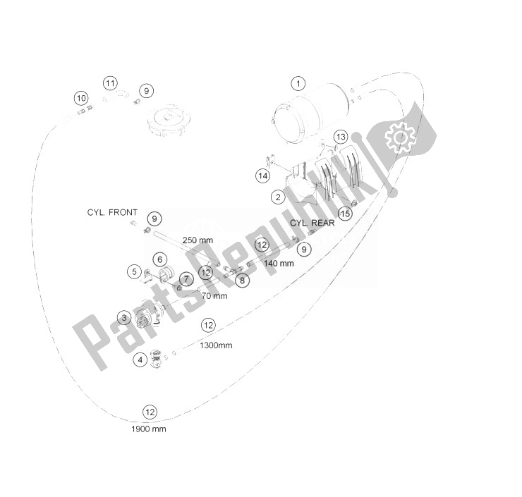 All parts for the Evaporative Canister of the KTM 1190 Adventure ABS Orange USA 2014