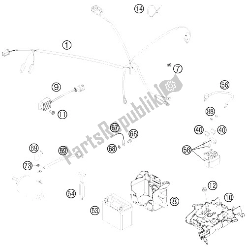 All parts for the Wiring Harness of the KTM 300 XC Europe USA 2011