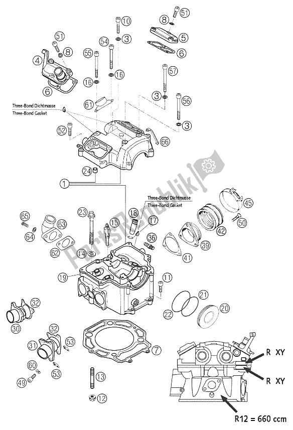 Toutes les pièces pour le Culasse 660 Rally 2002 du KTM 660 Rallye Europe 2002