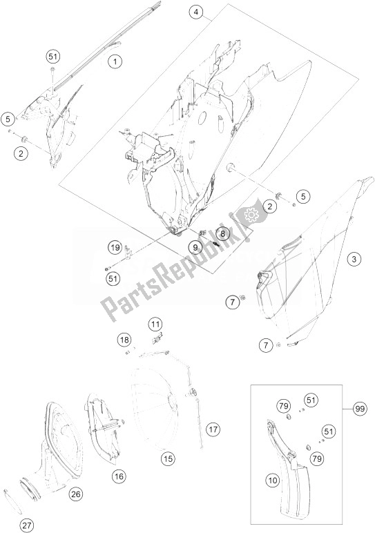 All parts for the Air Filter of the KTM 250 XC Europe USA 2014