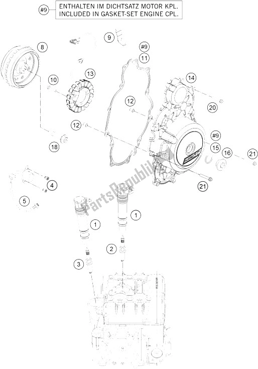 Tutte le parti per il Sistema Di Accensione del KTM 1190 ADV ABS Orange WES Europe 2016