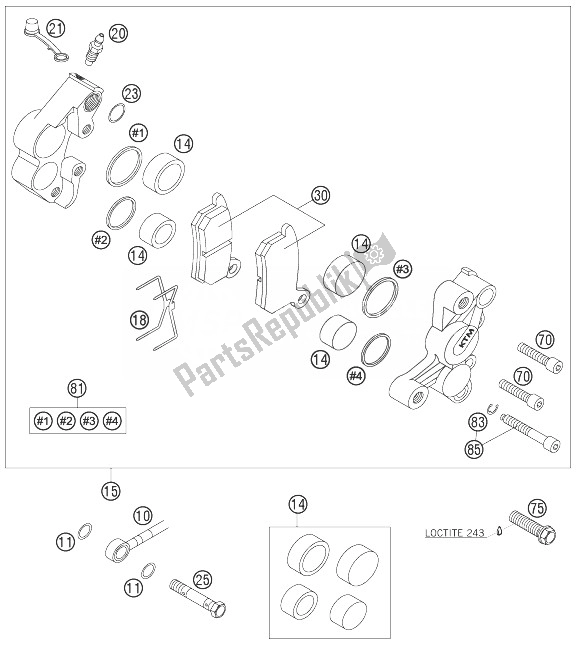 Wszystkie części do Zacisk Hamulca Z Przodu KTM 105 SX USA 2007