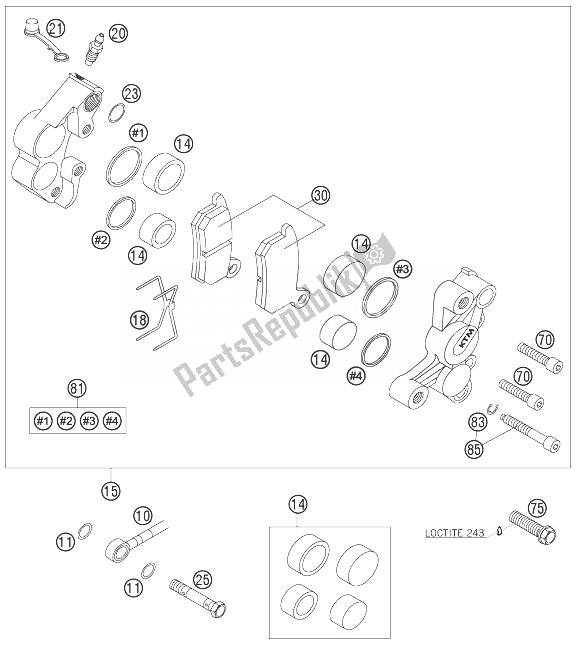 Tutte le parti per il Pinza Freno Anteriore del KTM 85 SX 17 14 Europe 2007