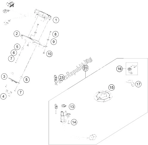 Todas as partes de Instrumentos / Sistema De Bloqueio do KTM 250 Duke BL ABS CKD 16 Thailand 2016