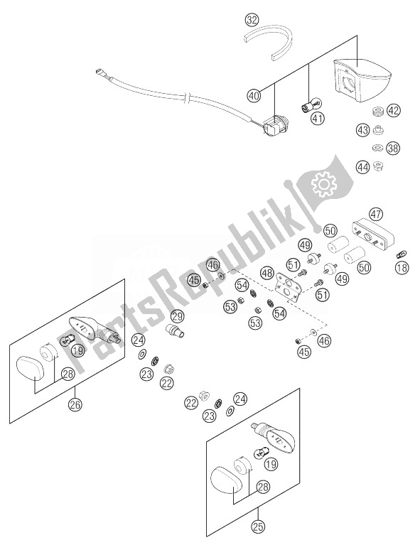 Todas las partes para Luz Intermitente, Luz Trasera 640duke Ii de KTM 640 Duke II Black Europe 2003